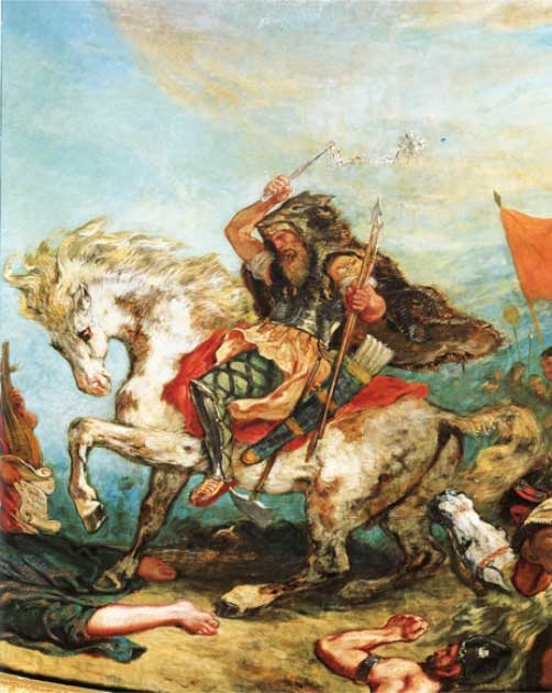 Atila y sus hordas invaden Italia y las artes, por Eugène Delacroix. (Dominio publico)