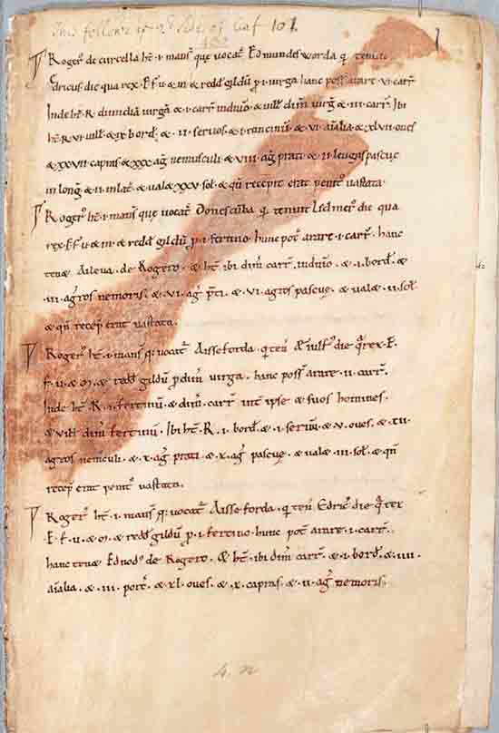 Página en Exon Domesday. (Biblioteca de la Catedral de Exeter/CC BY 4.0)