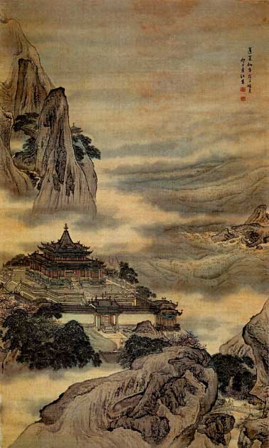"The Immortal Island of Penglai", by Chinese artist Yuan Jiang, 1708 (Public Domain)