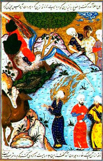 Salih Inviting His People to See the She-Camel Illuminated collection of Stories of the Prophets. (Public Domain)