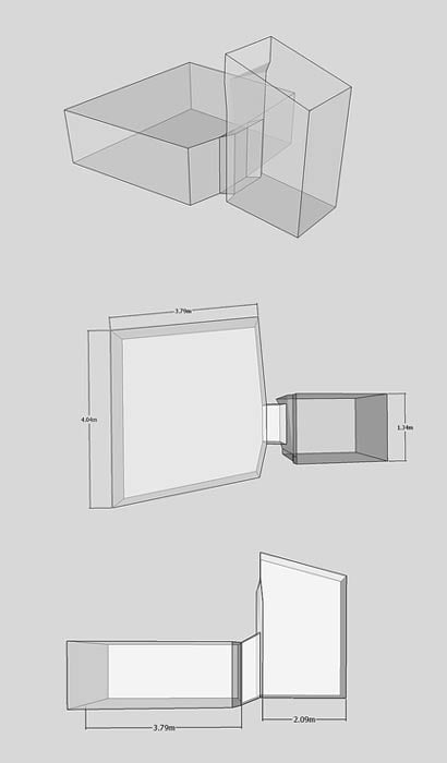 Isometric plan and elevation images of KV36 taken from a 3D model. 