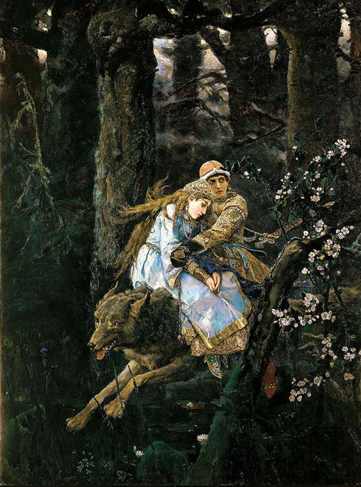 Ivan Tsarevich riding the Gray Wolf by Viktor Vasnetsov, 1889.