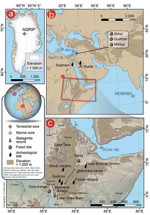Mapas de ubicación del Estudio de Migración Africana que muestran el área de investigación en Etiopía donde se recolectaron las muestras de referencia. (Comunicaciones, Tierra y Medio Ambiente)