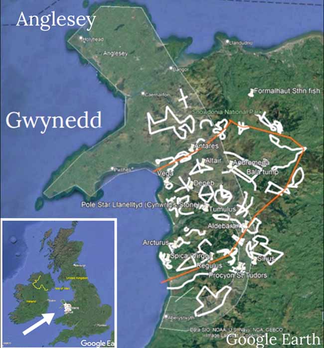 Star Map area of North Wales. (Image courtesy ©Hugh Evans)