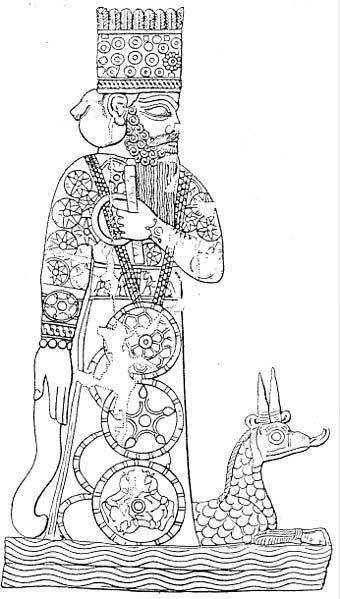 Marduk and his dragon Mušḫuššu, from a Babylonian cylinder seal. (Public Domain)