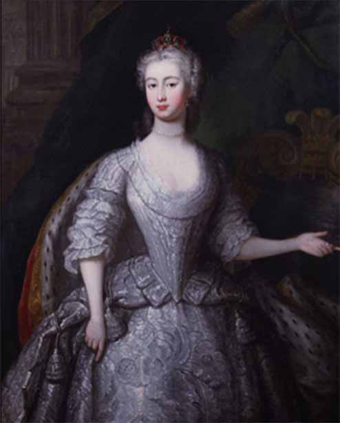 One of the first portraits of Augusta of Saxe-Gotha as Princess of Wales by Charles Philips, 1736. (Public Domain)