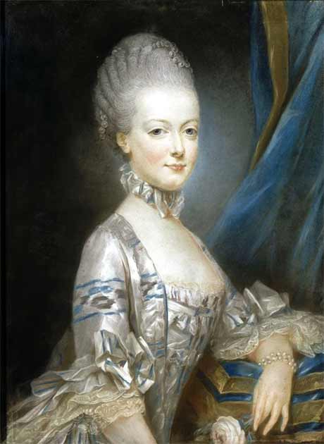 María Antonieta a la edad de trece años; este retrato en miniatura fue enviado al Delfín para mostrarle cómo era su futura esposa. Por Joseph Ducreux, 1769 (Dominio público)