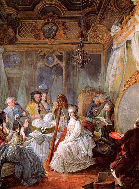 Marie Antoinette a lover of the arts.  A painting by Jean-Baptiste André Gautier-Dagoty 1774. (Public Domain)