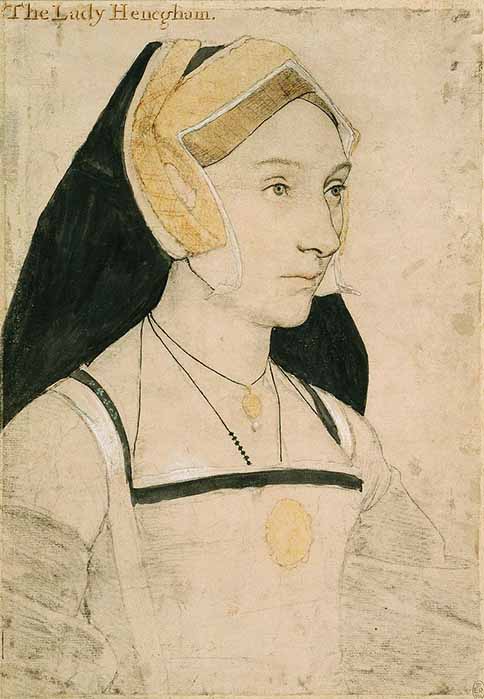 Mary Shelton, cousin to Queen Anne, friend to Margaret Douglas and contributor to the Devonshire Manuscript by Hans Holbein the Younger (Public Domain)