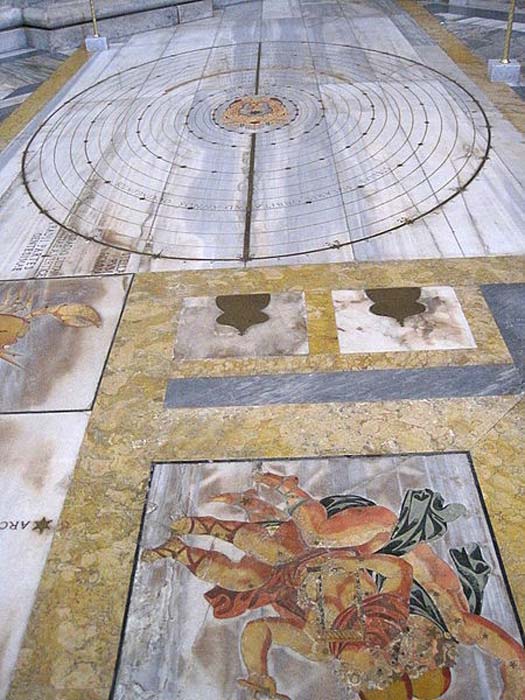 Meridian solar line of the Basilica Santa Maria degli Angeli e dei Martiri in Rome built by Francesco Bianchini (1702) 