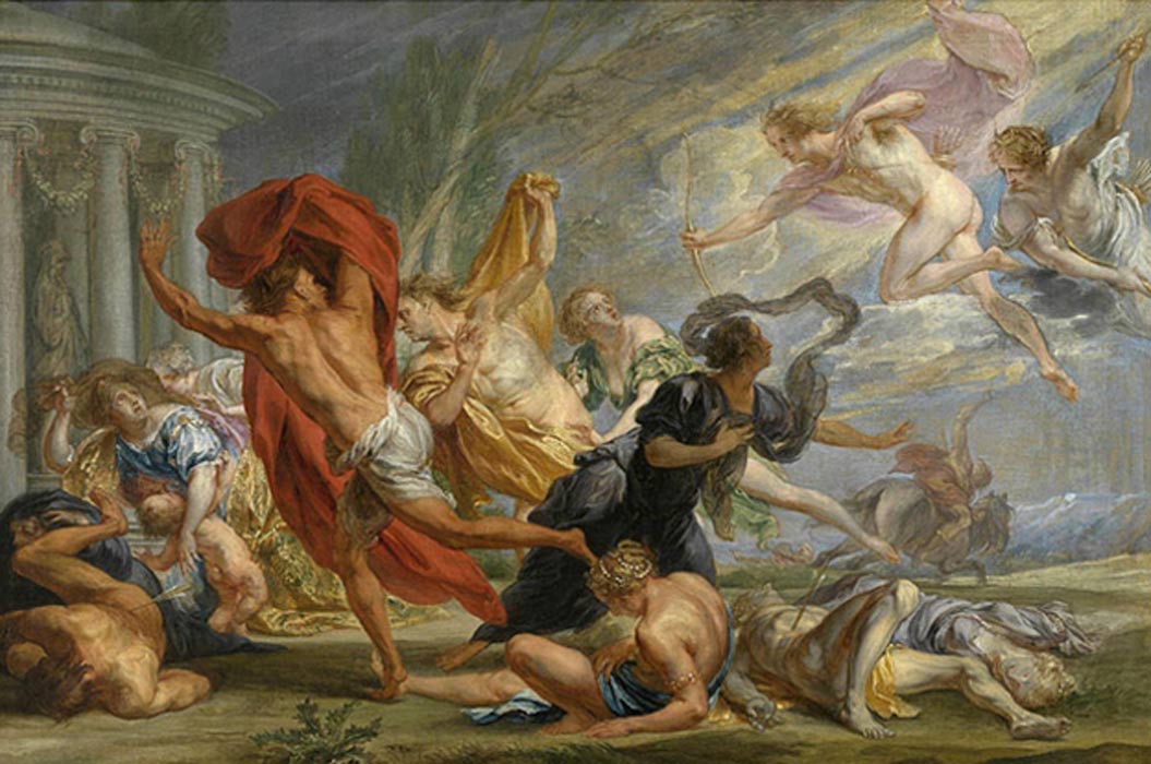 Apollo and Diana killing the children of Niobe by Jan Boeckhorst 