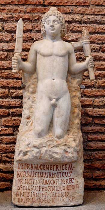 Mithra rising from the rock. Rome, marble, 180–192 AD