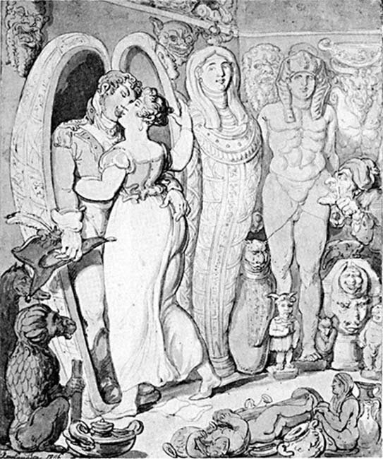 ‘Modern Antiques’ was an 1806 caricature by Thomas Rowlandson which satirizes the British enthusiasm for ancient Egypt
