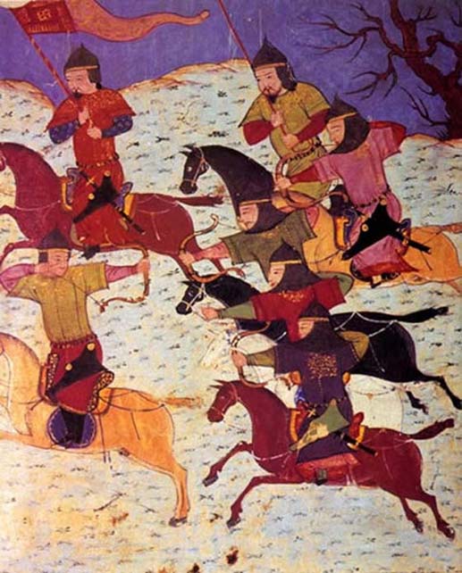 Mongol cavalrymen.