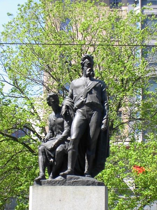 Monument to Burke and Wills in Melbourne by Charles Summers. Created 1862-1865, erected March 30, 1865, unveiled April 21, 1865. (Public Domain)