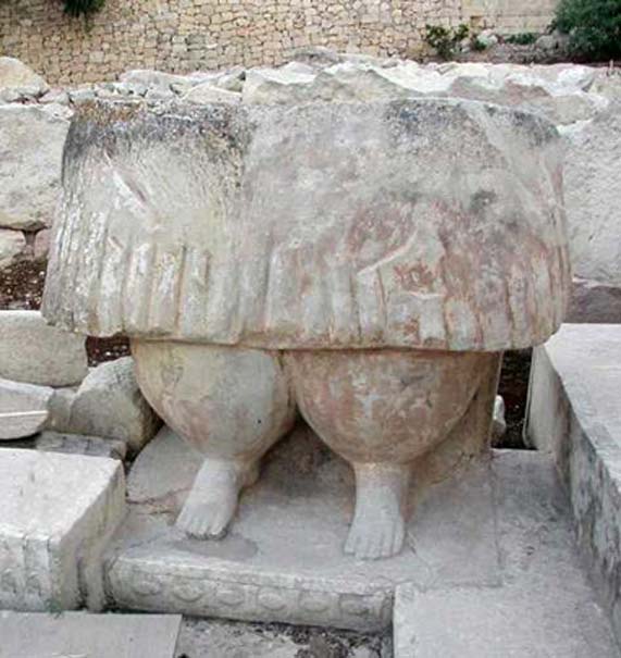 Early “Mother Goddess” figure at the Tarxien Temples (Malta).