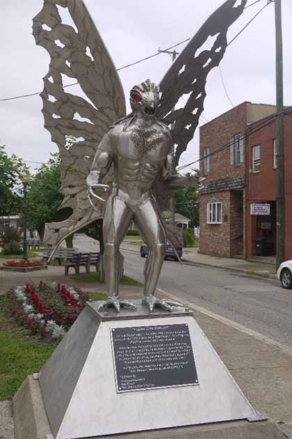 The Mothman statue on 4th Street in Point Pleasant is a minor tourist attraction. (Erica Minton / CC BY NC 2.0)