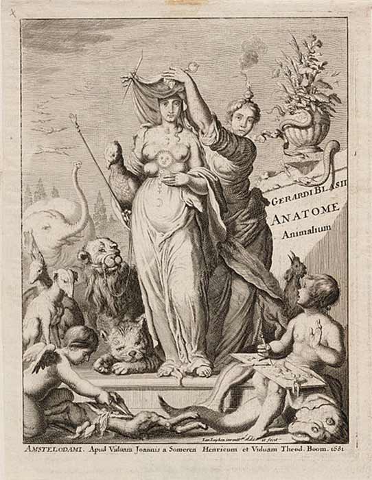 Nature is personified by the goddess Artemis, and is revealing itself to a personified science, by Jan Luyken. Frontispiece to the book “Anatome Animalium