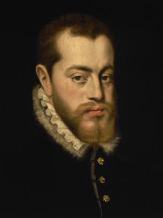 Philip II of Spain (reign: January 1556–September 1598 AD) was incredibly mad. He hated the heretic "virgin" Queen Elizabeth I. And he loved to collect ancient human bones which were used in great amounts as protection in royal beds for a long time. But he died young at age 42 . . . (Antonio Moro (1519-1575) / Public domain)