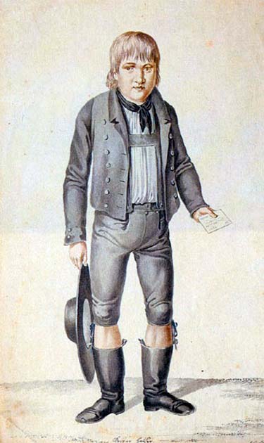 Picture of Kaspar Hauser and his appearance in Nuremberg in 1828 by Johann Georg Laminit. (Public domain)
