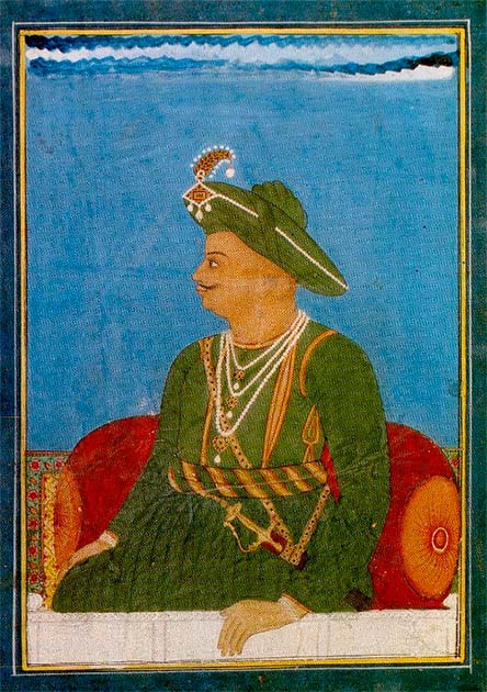 Portrait of Tipu Sultan by an anonymous Indian artist in Mysore, ca. 1790–1800. (Public Domain)