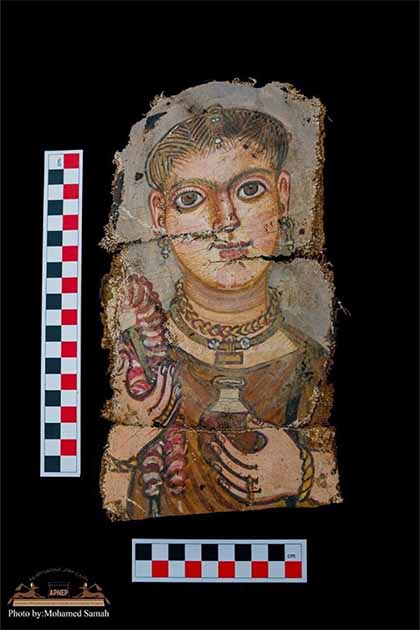 One of the rare mummy portraits discovered in Egypt. (Ministry of Tourism & Antiquities)
