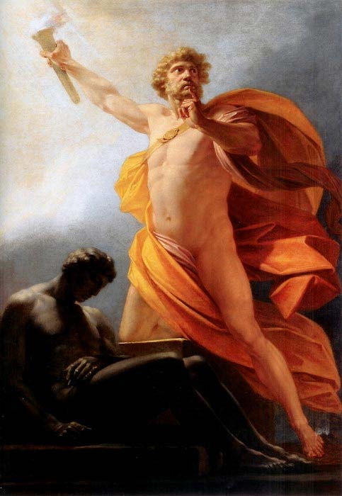 Prometheus Brings Fire to Mankind, Heinrich Fueger, 1817. (Public Domain)