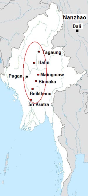 Pyu city-states circa 8th century AD.