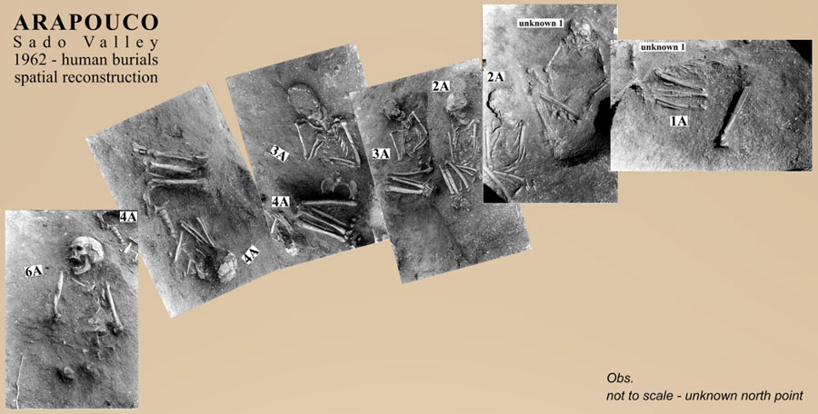 Reconstrucción de la distribución espacial de los enterramientos mesolíticos a partir de nueva documentación fotográfica. (Peyroteo-Stjerna et al./ The European Journal of Archaeology)