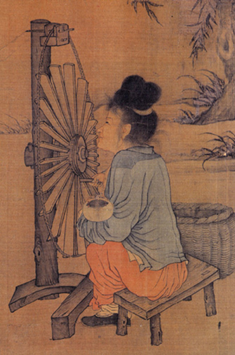 Right half of the Chinese artist Wang Juzheng's handscroll The Spinning Wheel  (Public Domain)