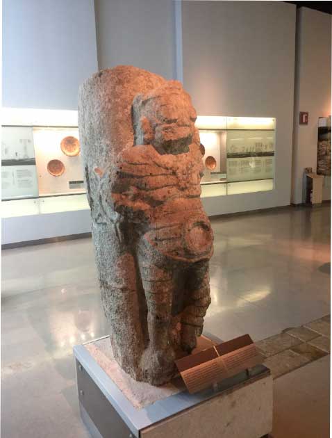 ‘Robot head’ stone figure, now in Natural History Museum in Merida. (Author provided)