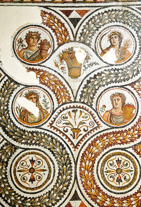 Roman mosaic of the four seasons from Acholla, 3rd century AD.