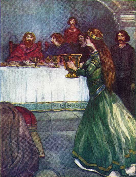 Rowena wassails King Vortigern. (Public Domain)