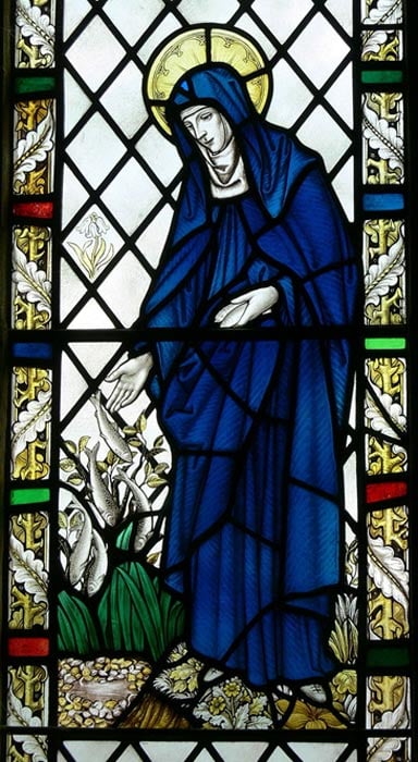 Santa Brigit como se representa en la capilla de Saint Non, St Davids, Gales.