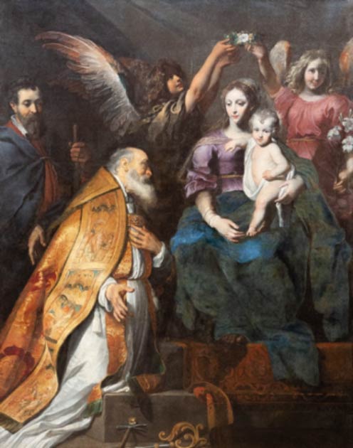 Saint Eloi (also Eligius Eloy, or Loye) at the feet of the Virgin Mary and Infant Jesus by Gerard Seghers (1591-1651). (Image: Adam Ján Figeľ / Adobe Stock)