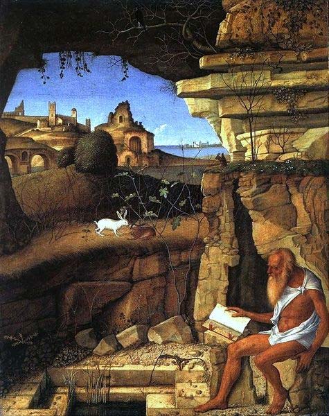 ‘Saint Jerome Reading in the Countryside’ (1505) by Giovanni Bellini. (Public Domain)