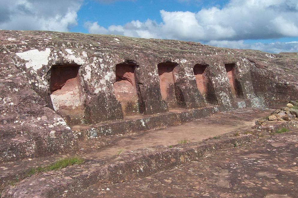 Niches carved into the rock at El Fuerte, Bolivia.