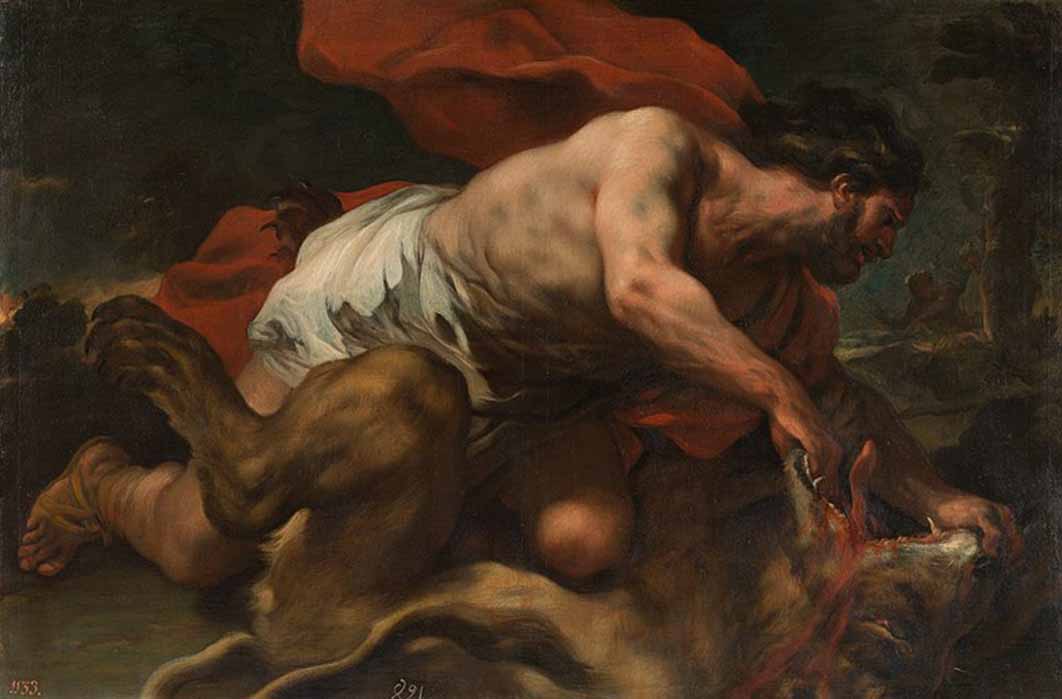 Samson and the Lion by Luca Giordano (1694) Museo del Prado (Public Domain)