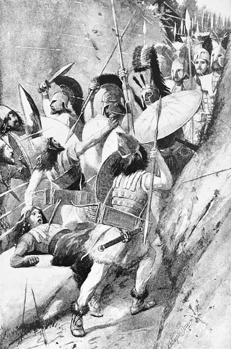 Scene of the Battle of the Thermopylae by John Steeple Davis (Public Domain)