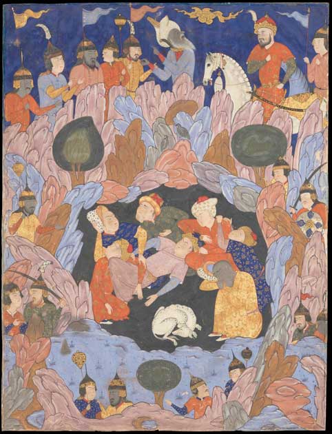 "The Seven Sleepers of Ephesus", Folio from a Falnama (Book of Omens). (Public domain)