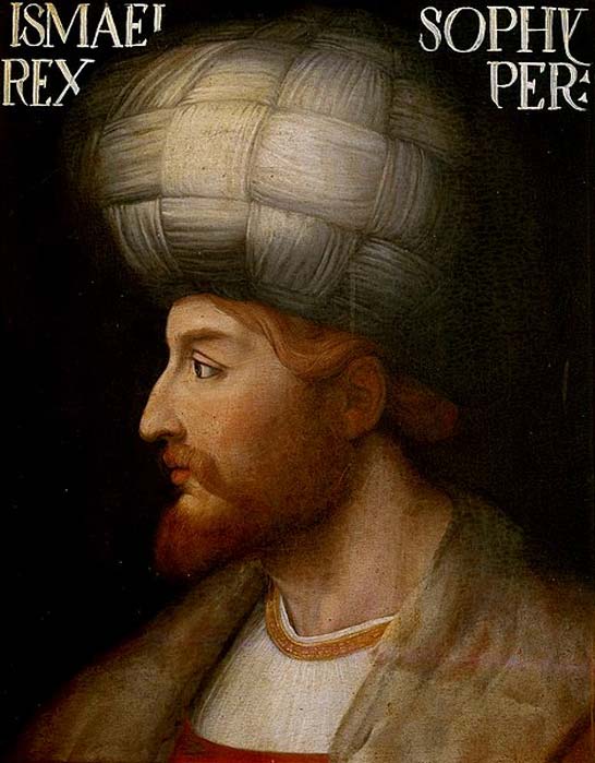 Shah Ismail I. Medieval European rendering by an unknown Venetian artist. The original rendering is kept in the Uffizi Gallery museum in Florence, Italy. (Public Domain)