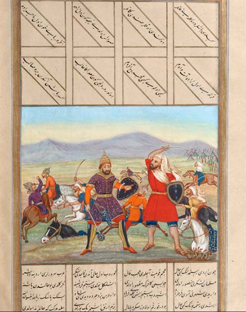 17th-century Shahnameh illustration of Rostam Farrokhzad. (Public Domain)