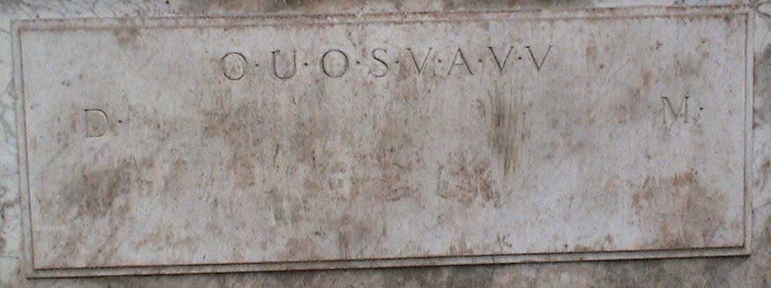 The mysterious inscription "O.U.O.S.V.A.V.V." carved into the Shepherd's Monument at Shugborough Hall