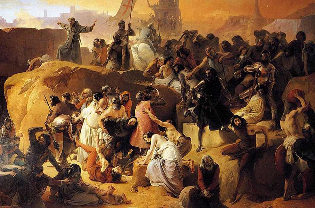 Crusaders thirsting under the walls of Jerusalem by Francesco Hayez (1836-50) Web Gallery of Art (Public Domain)