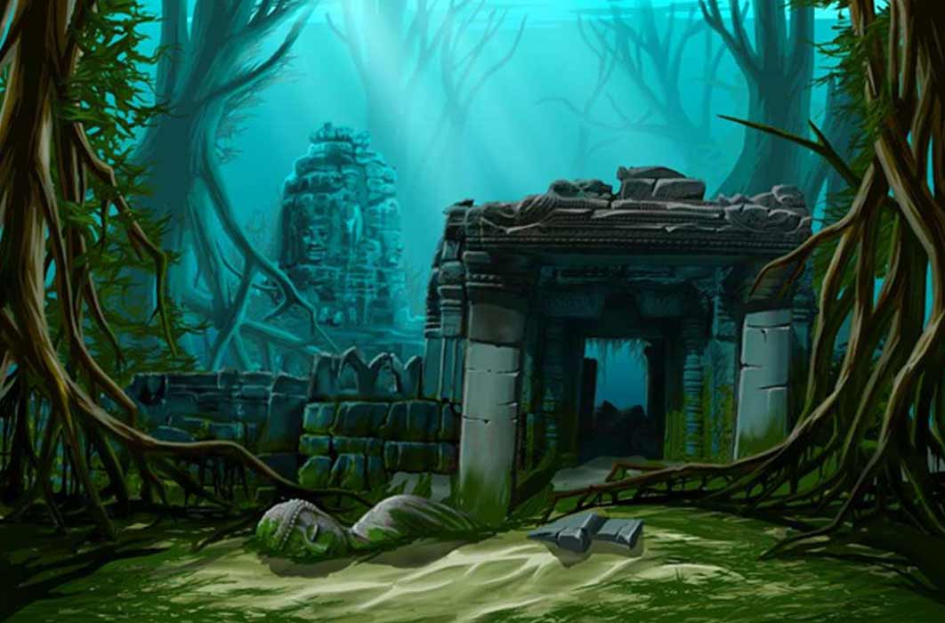 Ancient town ruins. Underwater background. Was Atlantis actually in India? Source: Regisser.com /Adobe Stock