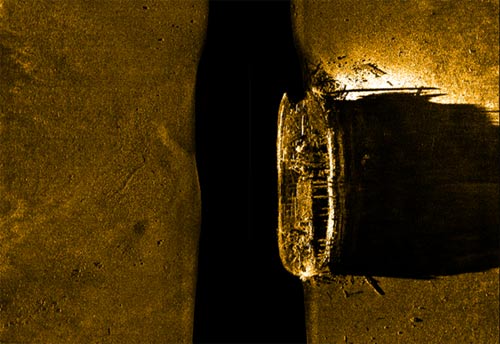 Sonar image of found ship