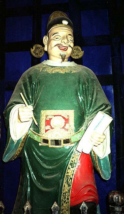 Statue of a judge of hell in Fengdu ghost city.