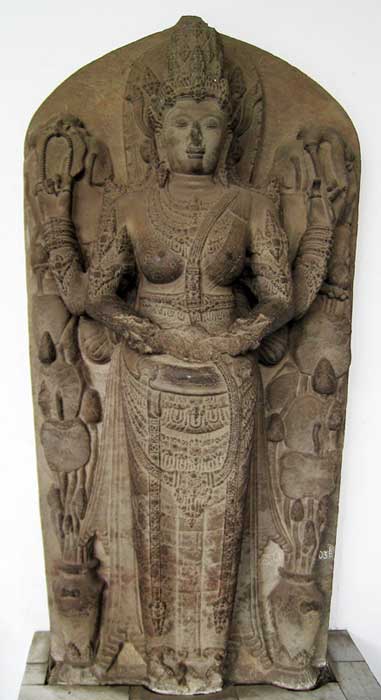 Statue representing Tribhuwanottunggadewi, queen of Majapahit (1328-1350). The statue originated from Rimbi temple, East Java, circa 14th century CE.