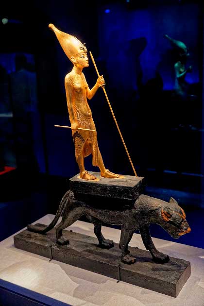 Statue of Tutankhamun on a panther, recovered from his tomb. It has been suggested, due to the feminine form, that this originally depicted Neferneferuaten, the female Queen who preceded him. (Thesupermat/CC BY-SA 4.0)