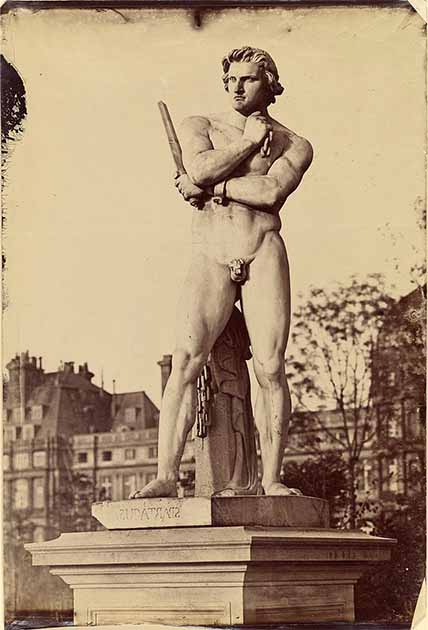 Statue of Spartacus in Tuileries Gardens, Paris, by Charles Nègre. (Public domain)